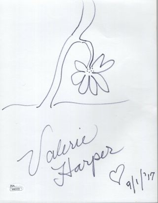 Valerie Harper Authentic Signed 8x11 Drawing Jsa Great Actress Rhoda