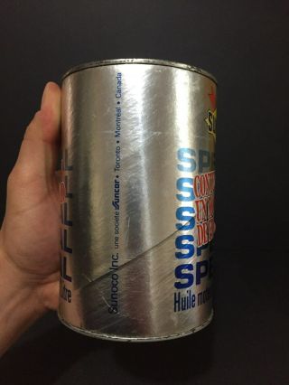 & FULL SUNOCO CARDBOARD IMPERIAL QUART OIL TIN CAN SIGN CANADA ADVERTISING 5