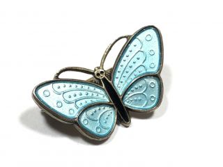 Ladies Sterling Silver Blue Enamel Butterfly Pin/brooch - Norway