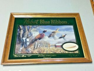 Pabst Blue Ribbon Beer Sign Wall Graphic Upland Game Birds Pheasant 3rd 1997 Oa6