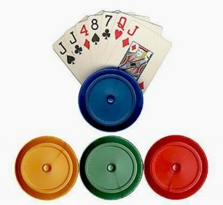 Card Holder 4 Round Color Plastic Playing Card Holders - 4 Different Colors
