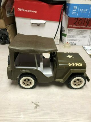 Tonka Toy Army Jeep With White Wall Tires And White Interior