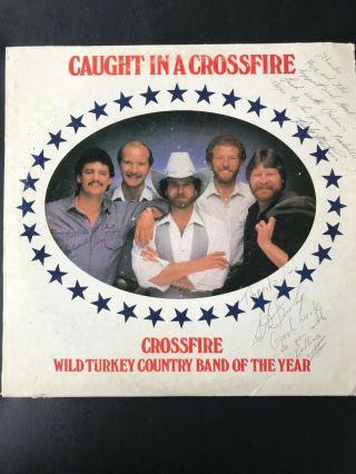Vintage Country Album Signed By Band Crossfire Wild Turkey Band Of The Year 1985