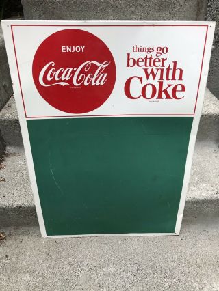 1960s Enjoy Coca Cola " Things Go Better With Coke " Menu Board Sign