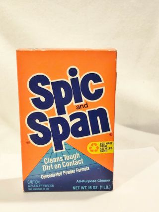 Vintage Spic And Span Powder Box - 1987 - Open Box - 1/2 Left - Collectors Item