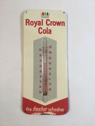Antique Rc Royal Crown Cola Metal Thermometer Tin