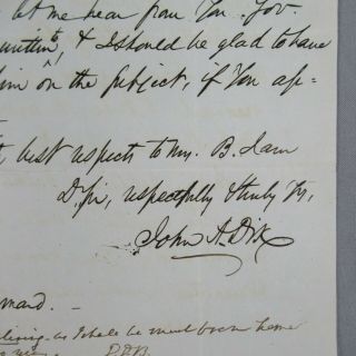 John Adams Dix Autographed Letter Civil War Maj.  General,  Sec ' y of Treasury 1840 5