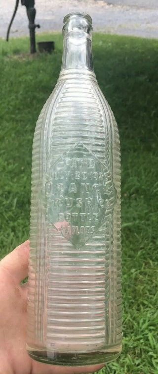 24oz Embossed Clear Orange Crush Krinkle Bottle Rare Tall Early