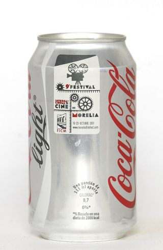 2011 Coca Cola Light Can From Mexico,  Festival Internacional De Cine De Morelia