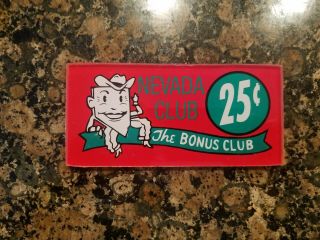 Jennings Slot Machine Nevada Club Top Card
