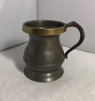 Victorian Antique Pewter Beer Half Pint Mug From Clifton Hotel Antique