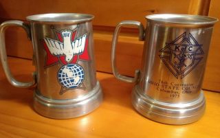 Vintage 1975 Knights Of Columbus Ohio State 76th Convention 4.  5 " Mugs Set Of 2