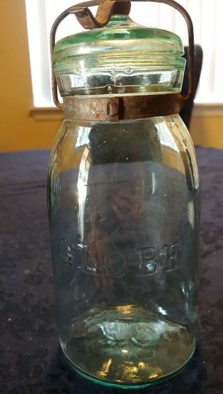 1 Quart Aqua GLOBE fruit Jar with Correct Lid & Closure 5