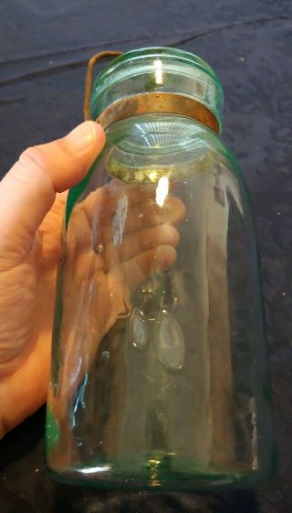 1 Quart Aqua GLOBE fruit Jar with Correct Lid & Closure 6