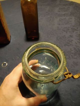 1 Quart Aqua GLOBE fruit Jar with Correct Lid & Closure 7