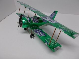 Beer Can Aluminum Handcrafted Airplane/rolling Rock (bi - Plane)