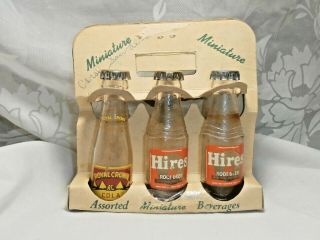 Vintage 6 - Pack Miniature Drink Bottles Pepsi,  High Life Beer,  Nesbitts,  Rc,  Hires
