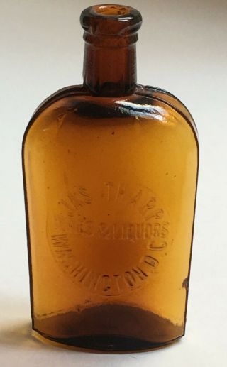 Antique Whiskey Bottle 1/2 Pt Light To Dark Amber Washington Dc Hand Blown