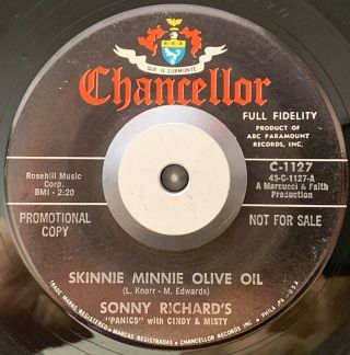 RARE 45 SONNY RICHARD ' S “PANICS” with Cindy and Misty Chancellor 1127 PROMO 2