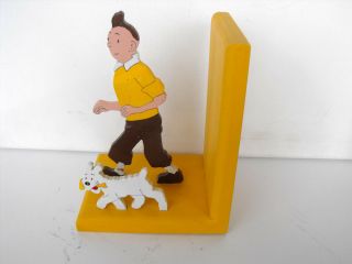 Rare Tintin And Snowy 8 Inches Tall Wooden Bookend L@@k Netherlands