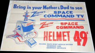 Zenith Space Command Tv 1956 Large 42x28 Poster For The Space Command Helmet
