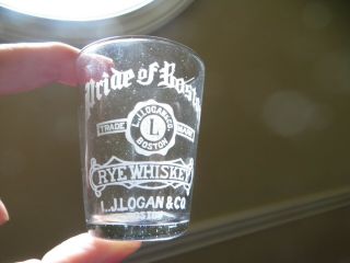 Etched Pre Pro Shot Glass Pride Of Boston Rye Whiskey Logan Boston Ma Extra