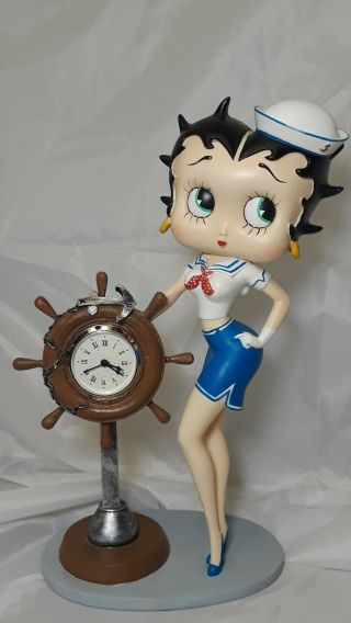 Betty Boop Sailor Figurine With Ships Wheel Clock 2002