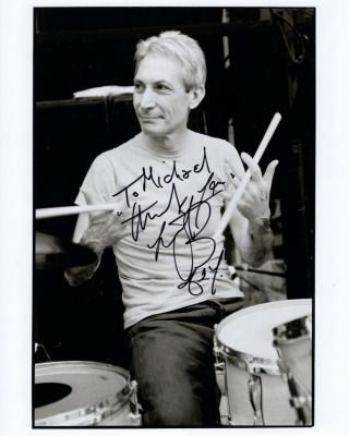 Charlie Watts Hand Signed 8x10 Photo The Rolling Stones To Michael
