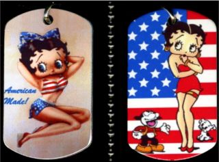 Betty Boop & Friends American Made Photo Aluminum Dog Tag Necklace W/30 " Chain
