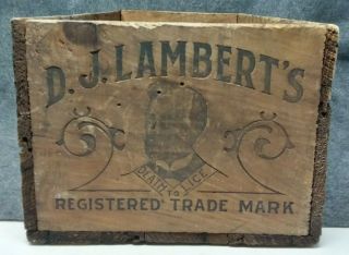 D.  J.  LAMBERT ' S Death To Lice Wooden Crate THE OK STOCK FOOD CO Chicago Illinois 2