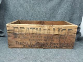 D.  J.  LAMBERT ' S Death To Lice Wooden Crate THE OK STOCK FOOD CO Chicago Illinois 3