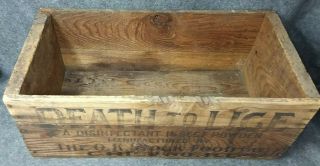D.  J.  LAMBERT ' S Death To Lice Wooden Crate THE OK STOCK FOOD CO Chicago Illinois 4