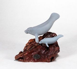 Manatee Mother & Calf Statue Direct From John Perry 7in Tall Airbrushed