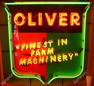 24 Inches Huge Oliver Tractor " Fine St In Farm Machinery " Real Neon Sign Light
