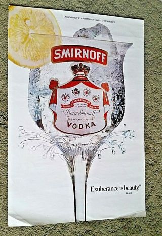 Smirnoff Vodka Poster Advertisement " Tonic,  Shattered Ice " 13 " X 20 "