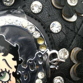 NWT Betty Boop Crossbody Black Faux Leather Purse with Rhinestones,  Collectable 6