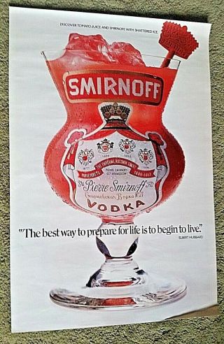 Smirnoff Vodka Poster Advertisement " Tomatoe Juice,  Shattered Ice " 13 " X 20 "