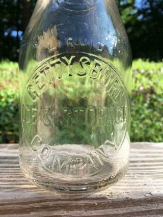 Vintage Pint Slug Plate MIlk Bottle Gettysburg Ice & Storage w Lid ADAMS CO PA 2