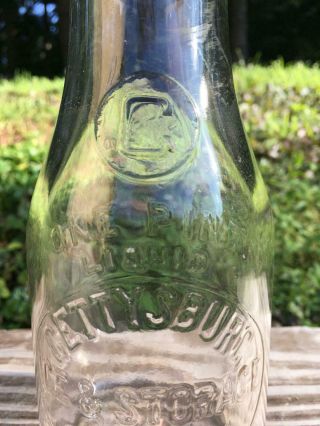 Vintage Pint Slug Plate MIlk Bottle Gettysburg Ice & Storage w Lid ADAMS CO PA 3
