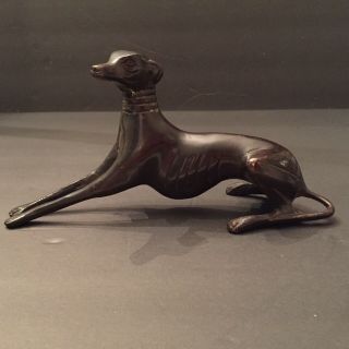 Bronze Greyhound Whippet Dog Vintage Statue Figurine 8 " Reclining Art Deco