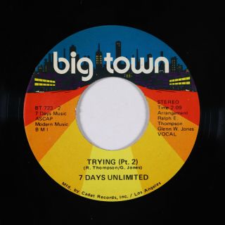 70s Soul 45 - 7 Days Unlimited - Trying - Big Town - Vg,  Mp3