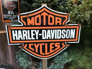 Antique Barn Find Style Harley Davidson Large Dealer Parts / Service Sign
