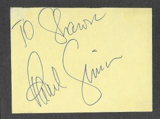 Paul Simon (" Bridge Over Troubled Water ") Hand - Signed Album Page Mounted To Card