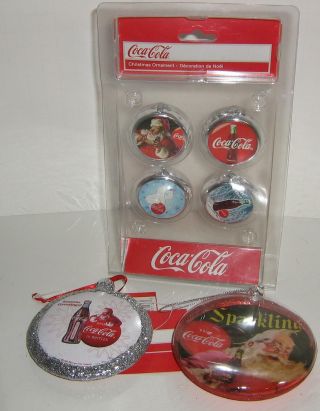 Coca - Cola Ornaments Various Sizes - Total Of 6 -
