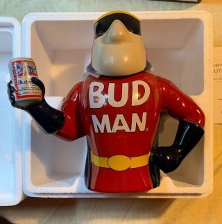 1993 Budweiser Bud Man Ceramic Beer Stein With Lid Anheuser Busch Company Mib