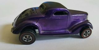 Vintage 1968 Redline Hot Wheels Classic 36 Ford Coupe,  Purple W Black Interior