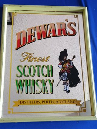Vintage Dewar`s Finest Scotch Whiskey Distillers Perth Scotland Bar Mirror Kilt