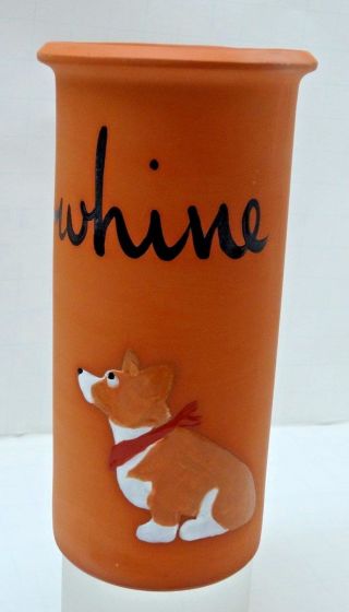 Zeppa Studios Terracotta " Whine " Wine Cooler Chiller Holder - Pem.  Welch Corgi
