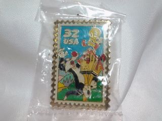 Vintage Nib Looney Tunes Sylvester Tweety Bird 32 Cent Postage Stamp Tack Pin