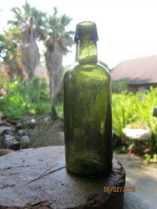 Antique Green Open - Pontil Cylindrical Ink Bottle Dug In Orleans 1850 